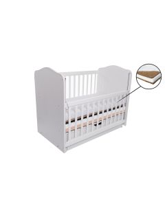 Patut VESSANTI Como Balansoar culisant - Alb cu Cappucino + Saltea Cocos 7 cm