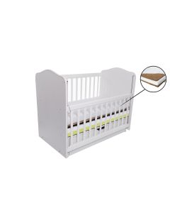 Patut VESSANTI Como Balansoar culisant - Alb cu Verde + Saltea Cocos 10 cm