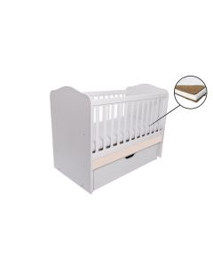 Patut VESSANTI Como Balansoar - Alb cu Bej + Saltea Cocos 10 cm