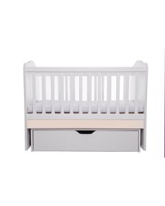 Patut VESSANTI Como Balansoar - Alb cu Bej + Saltea cocos confort 120 x 60 x 12 cm