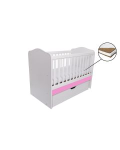 Patut VESSANTI Como Balansoar - Alb cu Roz + Saltea Cocos 7 cm