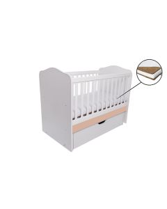 Patut VESSANTI Como Balansoar - Alb cu Cappucino + Saltea Cocos 10 cm