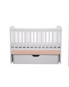 Patut VESSANTI Como Balansoar - Alb cu Cappucino + Saltea cocos confort 120 x 60 x 12 cm