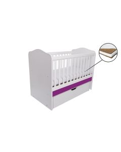 Patut VESSANTI Como Balansoar - Alb cu Violet + Saltea Cocos 10 cm