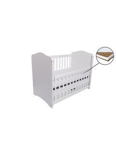 Patut VESSANTI Como culisant cu sertar - Alb + Saltea cocos confort 120 x 60 x 12 cm