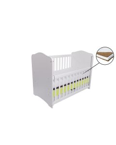 Patut VESSANTI Como culisant cu sertar - Alb cu Verde + Saltea Cocos 7 cm