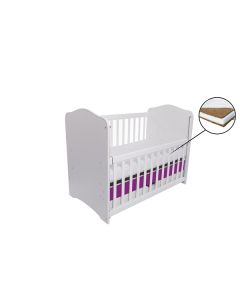 Patut VESSANTI Como culisant cu sertar - Alb cu Violet + Saltea Cocos 10 cm