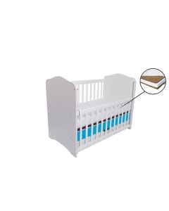 Patut VESSANTI Como culisant cu sertar - Alb cu Albastru + Saltea Cocos 7 cm