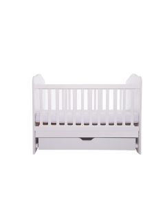 Patut VESSANTI Como cu sertar - Alb + Saltea cocos confort 120 x 60 x 12 cm