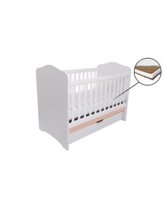 Patut VESSANTI Como cu sertar - Alb cu Cappucino + Saltea Cocos 7 cm