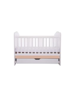 Patut VESSANTI Como cu sertar - Alb cu Cappucino + Saltea cocos confort 120 x 60 x 12 cm