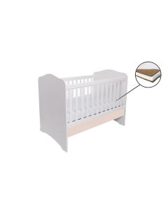 Patut VESSANTI Como fara sertar - Alb cu Bej + Saltea Cocos 7 cm