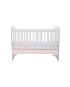 Patut VESSANTI Como fara sertar - Alb cu Bej + Saltea cocos confort 120 x 60 x 12 cm