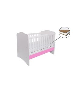 Patut VESSANTI Como fara sertar - Alb cu Roz + Saltea Cocos 7 cm