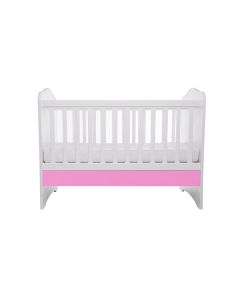 Patut VESSANTI Como fara sertar - Alb cu Roz + Saltea cocos confort 120 x 60 x 12 cm