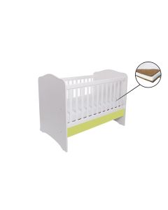 Patut VESSANTI Como fara sertar - Alb cu Verde + Saltea Cocos 7 cm