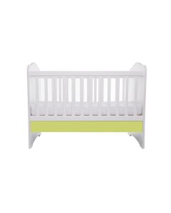 Patut VESSANTI Como fara sertar - Alb cu Verde + Saltea cocos confort 120 x 60 x 12 cm