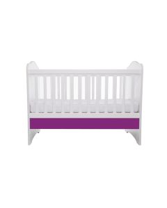 Patut VESSANTI Como fara sertar - Alb cu Violet + Saltea cocos confort 120 x 60 x 12 cm