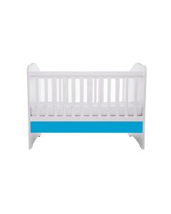 Patut VESSANTI Como fara sertar - Alb cu Albastru + Saltea cocos confort 120 x 60 x 12 cm