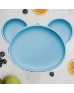 Farfurie din silicon cu ventuza, AppeKids, Panda - Aqua Blue