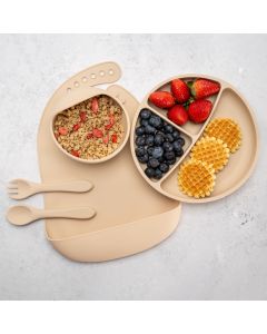 Set Diversificare, AppeKids, 100% Silicon, Classic - Bubble Beige