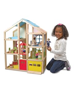 Casuta de papusi din lemn mobilata Melissa and Doug