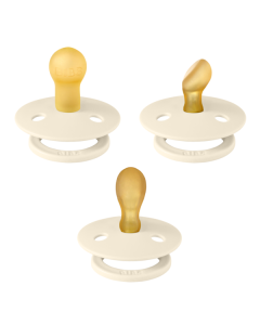 BIBS - Set 3 suzete Colour Latex, tetina rotunda, simetrica & anatomica 0 luni +-Ivory