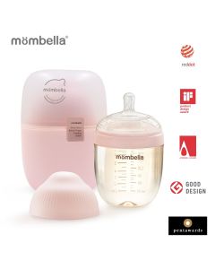 Biberon Anticolici Mombella Breast-Like, 210ml, Tetina M flux mediu, PPSU,Old Roze