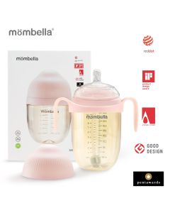 Biberon Anticolici Mombella Breast-Like, 300ml, Tetina 360Ã‚Â° XL Flux Consistent, PPSU, Old Roze