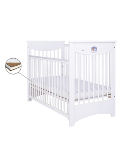 Patut Drewex Laura culisant - Alb + Saltea Cocos 8 Cm