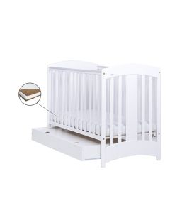 Patut Drewex Natalia cu sertar - Alb + Saltea Cocos 10 Cm