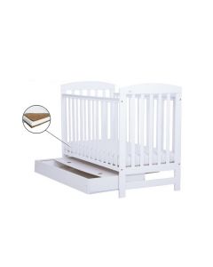 Patut Drewex Olek cu sertar - Alb + Saltea Cocos 8 Cm