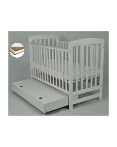 Patut Drewex Olek cu sertar - Gri + Saltea Cocos 8 Cm