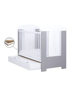 Patut Drewex Stars cu sertar - Silver + Saltea Cocos 8 Cm