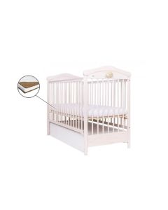 Patut Drewex Hippo cu sertar - Alb + Saltea Cocos 12 cm