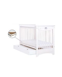 Patut Drewex Laura cu sertar - Alb + Saltea Cocos 12 cm