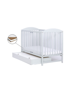 Patut Drewex Lulaya cu sertar - Alb + Saltea Cocos 12 cm