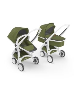 Carucior 2 in 1, Greentom, 100% Ecologic, White Olive