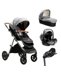 Joie - Carucior pentru copii multifunctional 3 in 1 Aeria Signature Carbon + Baza Isofix (Carucior Aeria Carbon+ Landou Ramble Carbone+ scoica i-Level recline Carbon+ Baza Isofix Rotativa Encore)