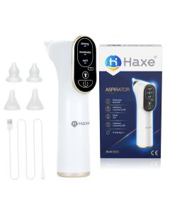 Aspirator nazal electric silentios cu trei niveluri de aspiratie Haxe HX212, 2 varfuri nou-nascut, 2 varfuri 1+ ani, lumina precizie noapte