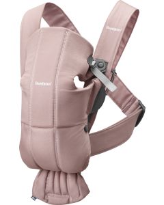 BabyBjorn - Marsupiu anatomic Mini, cu pozitii multiple de purtare – Dusty Pink, Bumbac