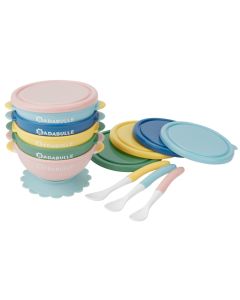Badabulle - Set 5 boluri si 3 lingurite colorate 