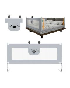 Bariera protectie pat culisanta XXL 180 cm Bears Grey, inaltime reglabila 68-98 cm