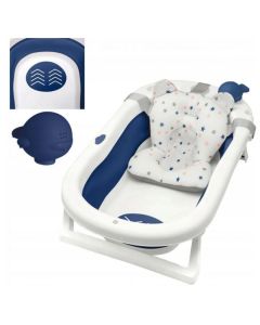 Cadita pliabila XL cu suport anatomic Kasia dark blue, include jucarie