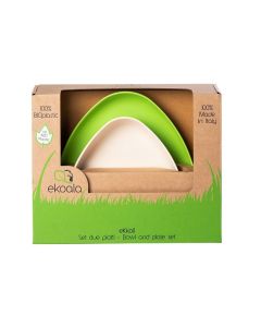 Set 2 farfurii, eKoala, BIOplastic, White/Green