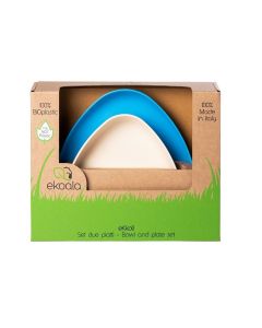 Set 2 farfurii, eKoala, BIOplastic, White/Blue