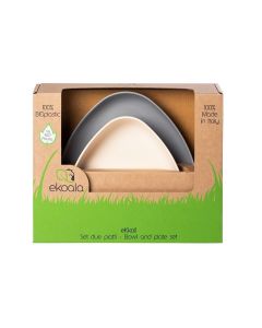 Set 2 farfurii, eKoala, BIOplastic, White/Grey