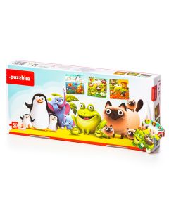 Puzzle pentru copii 3in1, 3 Ani+, Puzzlika - Animalutele preferate 