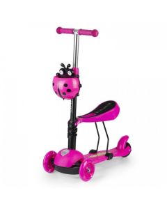 Trotineta cu sezut si 3 roti cu LED Ecotoys BW-203 - Rosu