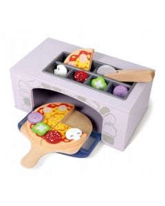 Cuptor pentru pizza din lemn + accesorii pentru bucatarie si alimente Ecotoys 4333